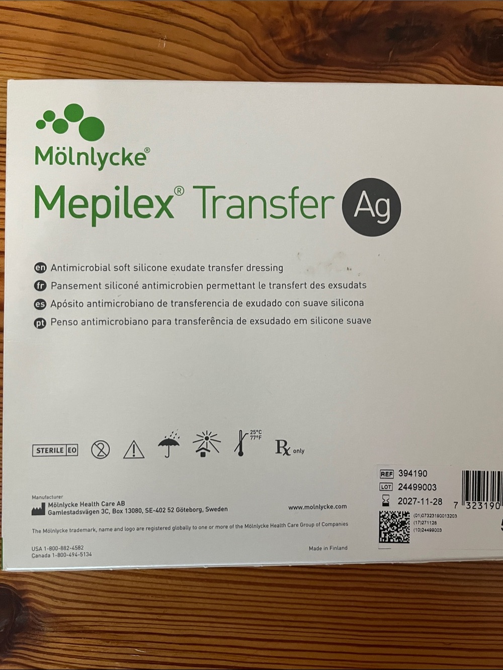 Mepilex Transfer Ag Antimicrobial Silicone Dressing - White/Green